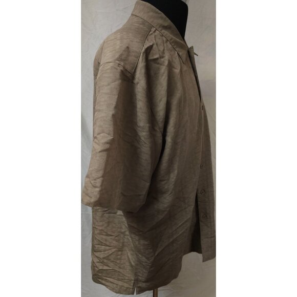 Trader Bay Mens XL Brown check Textured Short Sleeve Button Rayon Blend Shirt - Picture 6 of 11